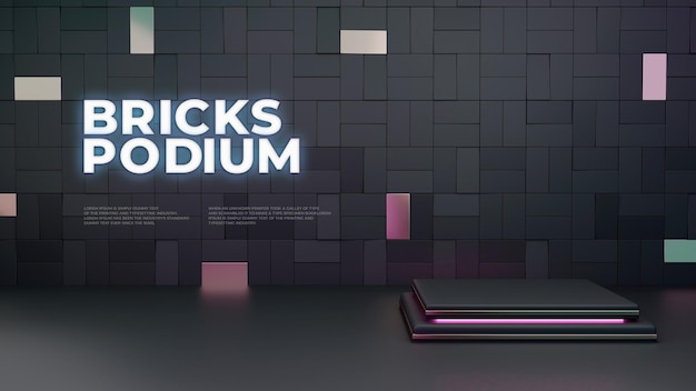 PSD bricks 3d podium product display