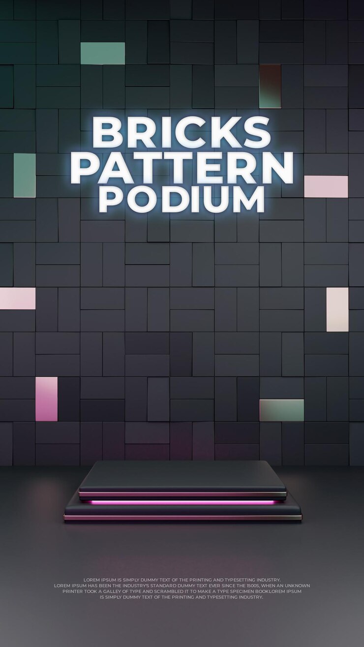 PSD bricks 3d podium product display