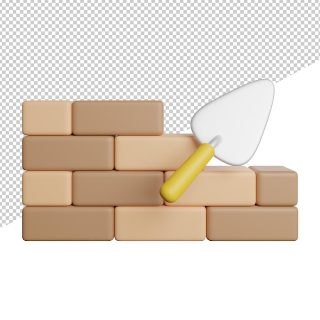 Brickwall material building a brick wall with a shovel and a brick wall