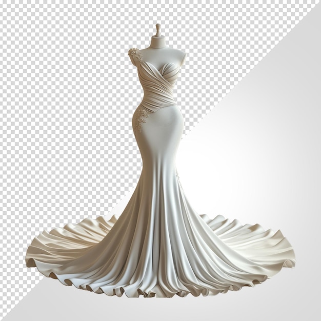 PSD bridal gown design isolated on white