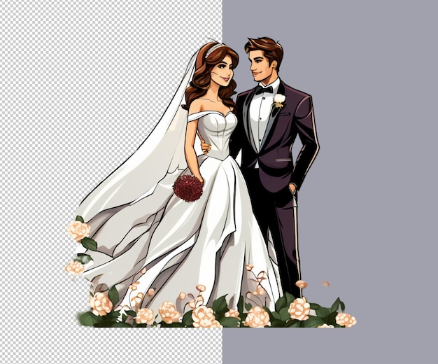 PSD bride and groom 3d render