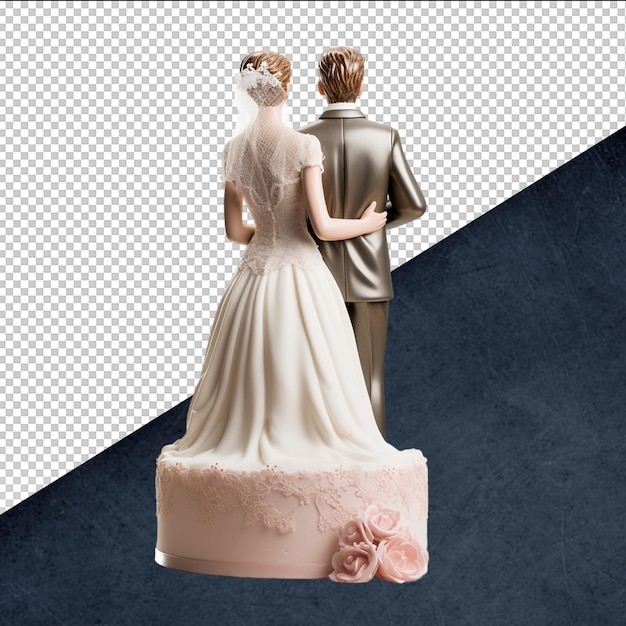 PSD a bride and groom are standing on a pedestal with a man and woman holding a flower