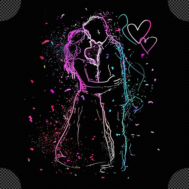 PSD bride groom illustratie weeding uitnodigingskaart ontwerp scribble effect