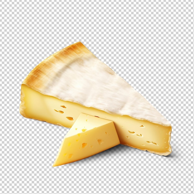 PSD brie cheese slice cut out on transparent