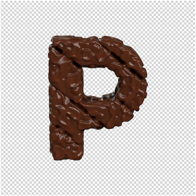 Brief gemaakt van chocolade. 3d-letter p