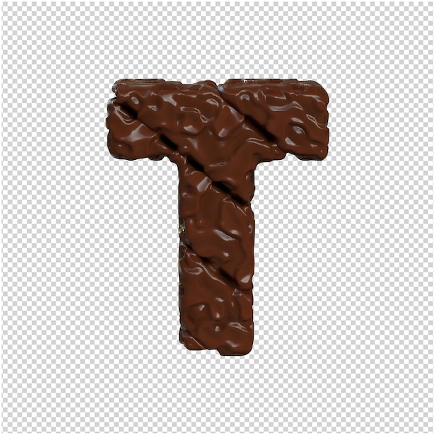 Brief gemaakt van chocolade. 3d-letter t