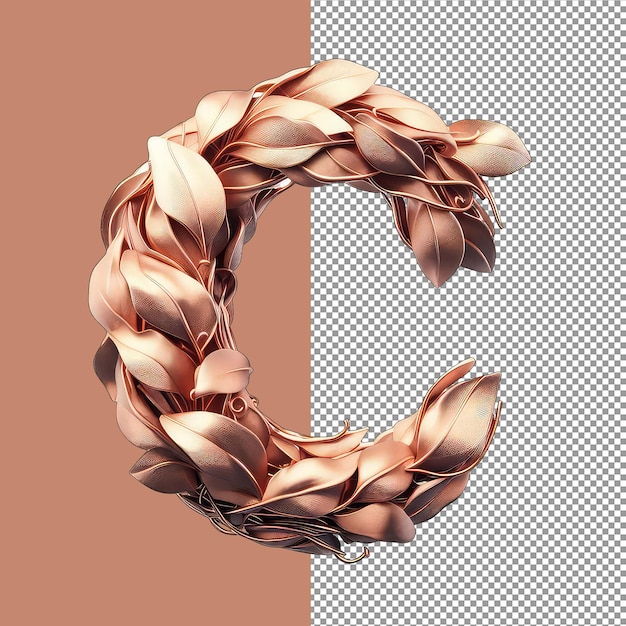 PSD brief in rose gold leaves 3d png