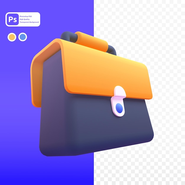 Briefcase in 3d render for graphic asset web presentation or other