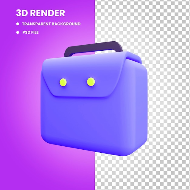 PSD briefcase 3d rendering isolated