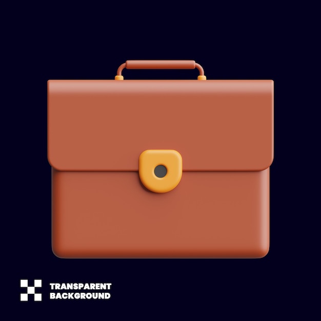 Briefcase illustration in minimalist 3d render