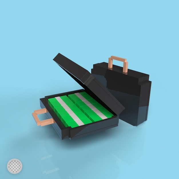 Briefcase with money 3d render illustration