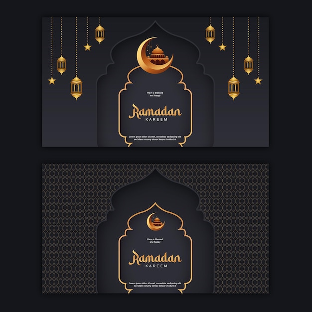 PSD briefkaart ontwerp ramadan kareem modern eenvoudig ramadan banner ontwerp ramadan kareem decorontwerp zwart