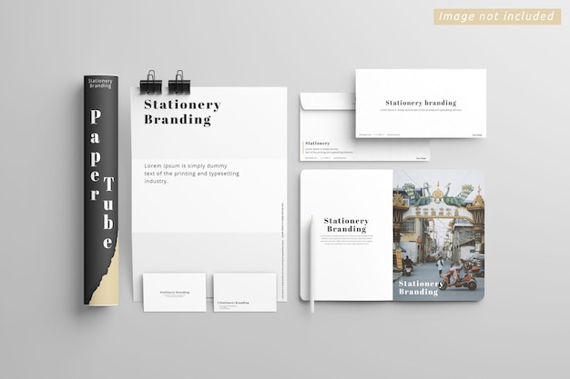 Briefpapier branding mockup bovenaanzicht