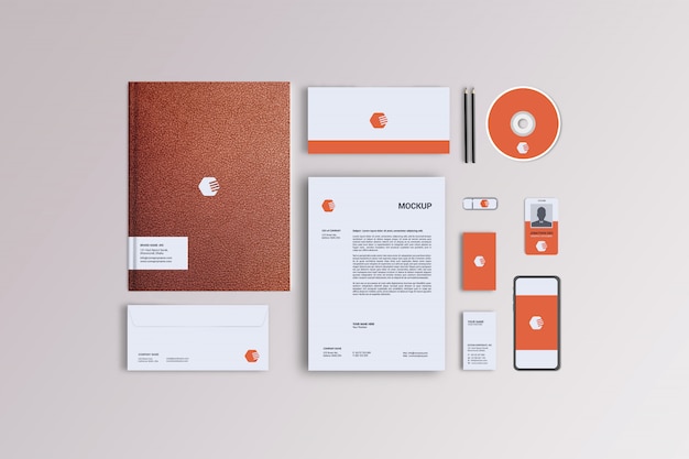 Briefpapier mockup, bovenaanzicht