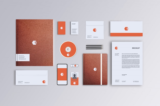 Briefpapier mockup, bovenaanzicht