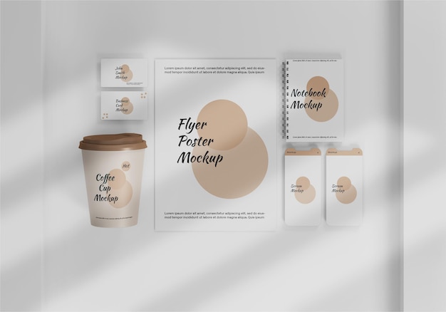 Briefpapier wit en bruin mockup