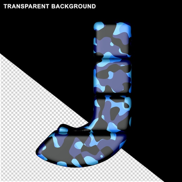 Brieven in blauwe camouflage 3d hoofdletter j