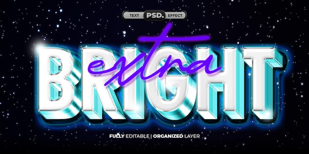 PSD bright 3d text effect with a glow style