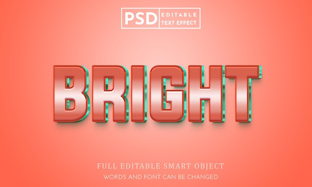 Bright 3d text style effect psd premium template