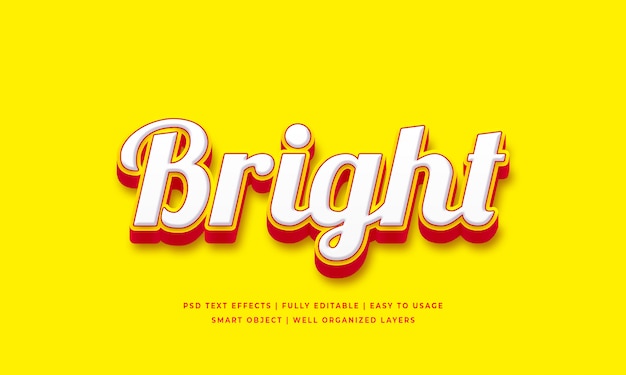 PSD bright 3d text style effect