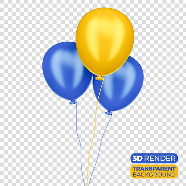 Bright balloons flying blue yellow