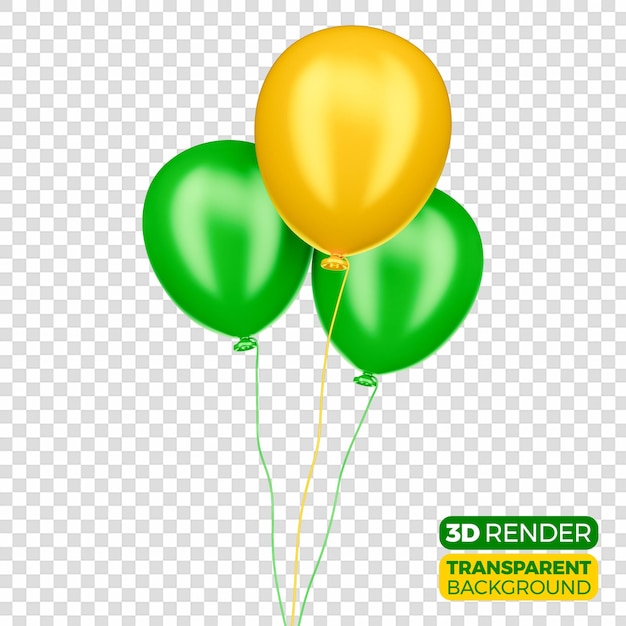 PSD bright balloons flying green yellow 2