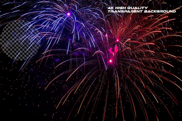 PSD fuochi d'artificio blu brillante e rosso sfondo astratto su sfondo trasparente