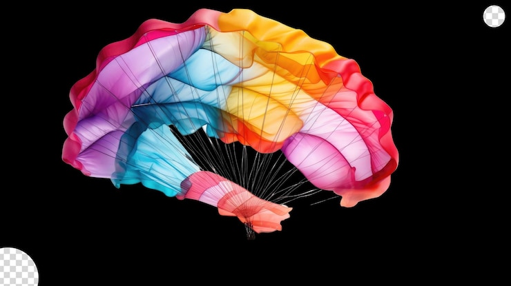 PSD a bright colorful parachute png transparent