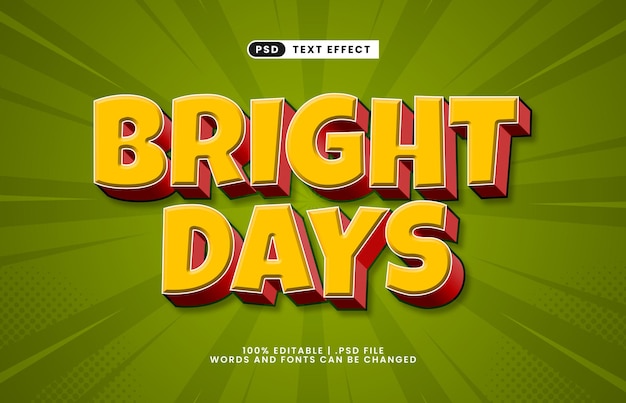 bright days editable text effect with a kids and happy text style