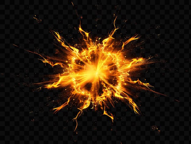 PSD a bright explosion of fire with a bright flame and sparks