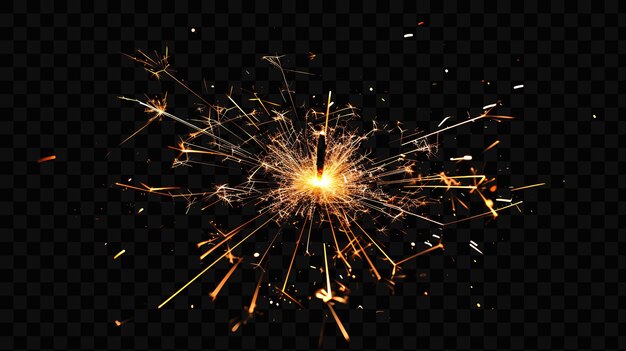 A bright fireworks with sparks and sparkles on a black background