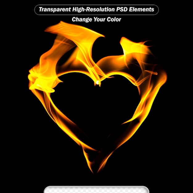 PSD bright flame in the form of heart