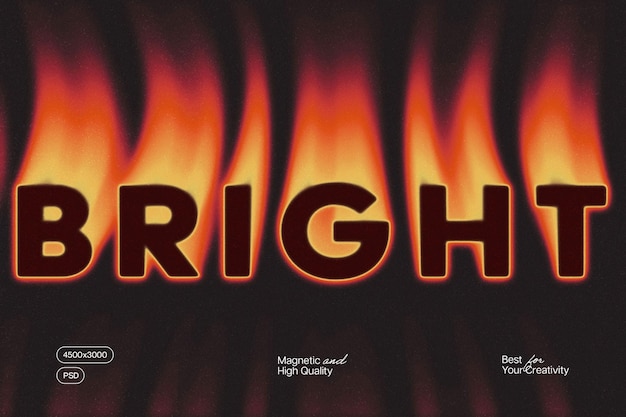 PSD bright flame text effect