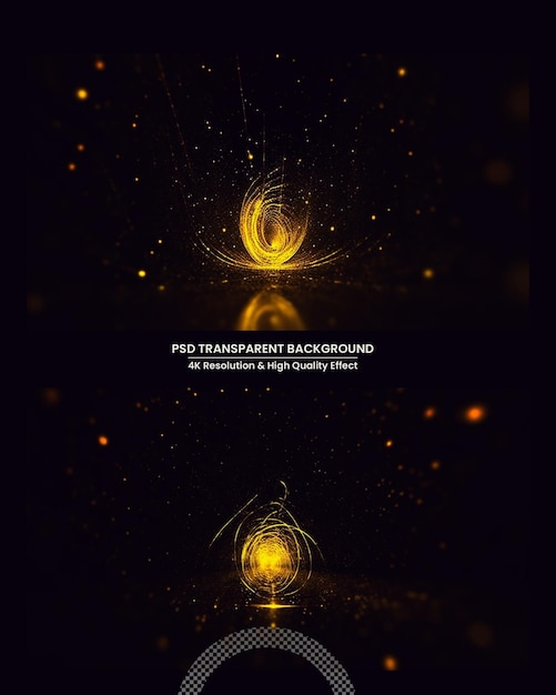 PSD bright galaxy abstract golden sparkles on black background