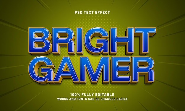 bright gamer editable text effect with a game and kids text style