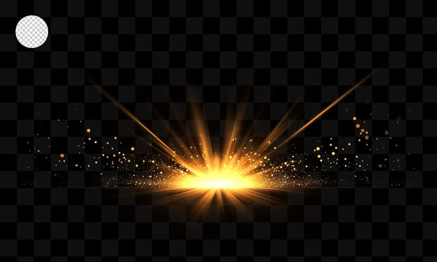 PSD bright gold light effects on a transparent background.