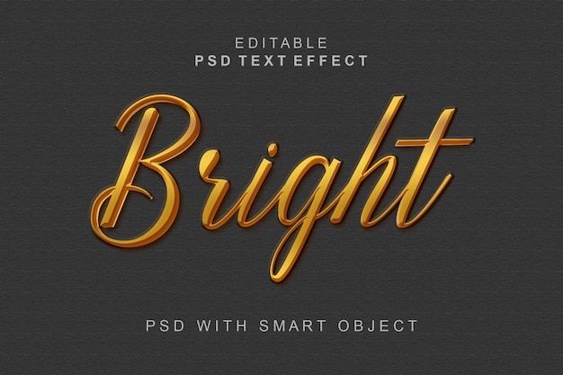 PSD bright gold style 3d text effect