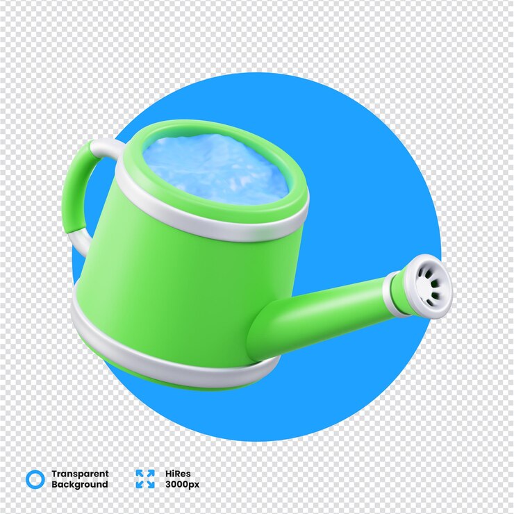 PSD 緑色の 3d 灌<unk>器で青い水を隔離しています