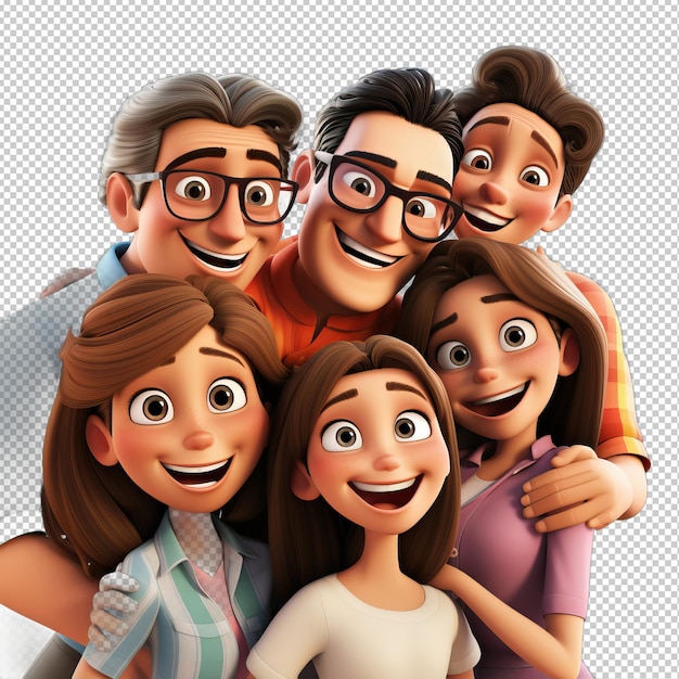 Bright latin family 3d cartoon style doorzichtige achtergrond iso