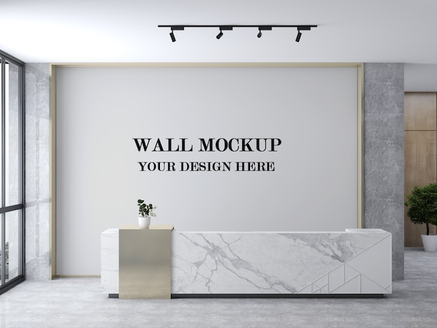 Mockup di parete della reception moderna e luminosa