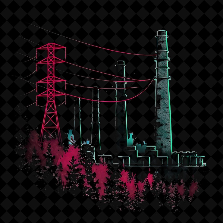 PSD bright neon energy crisis forest inside a silhouette club la png neon artistic landscape
