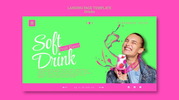 PSD bright non alcoholic drink landing page template