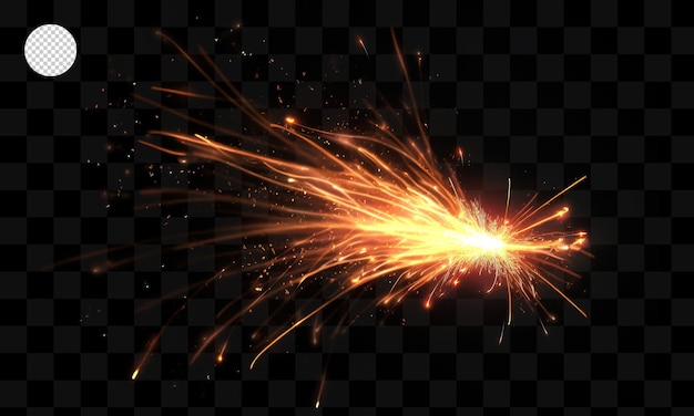 PSD bright orange firework on a transparent background