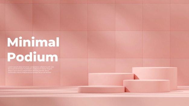 bright pink color podium in landscape square texture wall 3d rendering empty scene