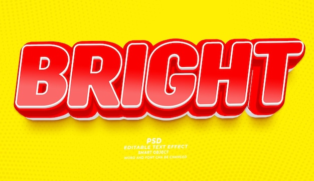 Bright PSD 3D Editable Text Effect