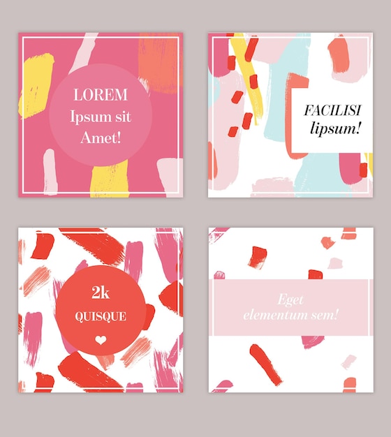 bright social media instagram post layouts with abstract backgrounds