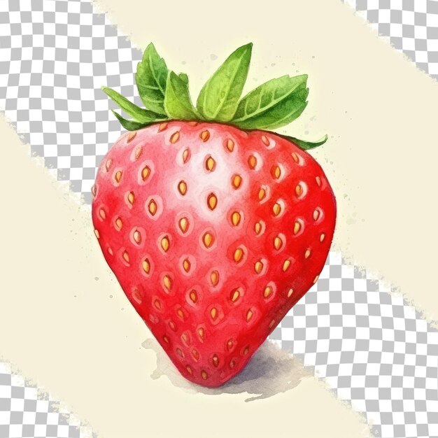 PSD bright strawberry depicted in watercolor on a transparent background