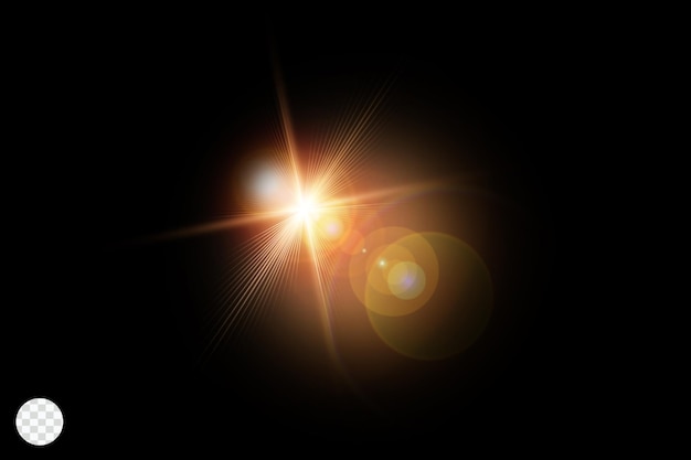 PSD bright sunburst lens flares on black background