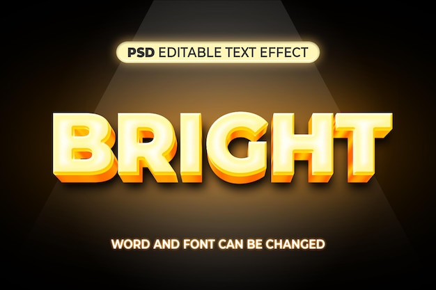 Bright text effect psd 3d bewerkbaar