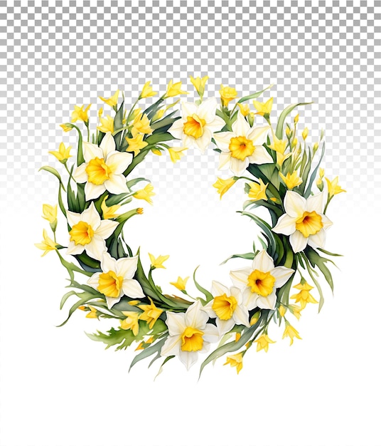 PSD bright watercolor daffodil bouquet